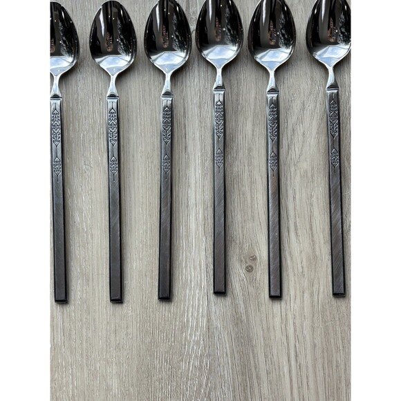 Vintage Salem Stainless Scrolls Iced Tea Spoons 7.5" Set of 8 Japan MCM Rare - Picture 9 of 14